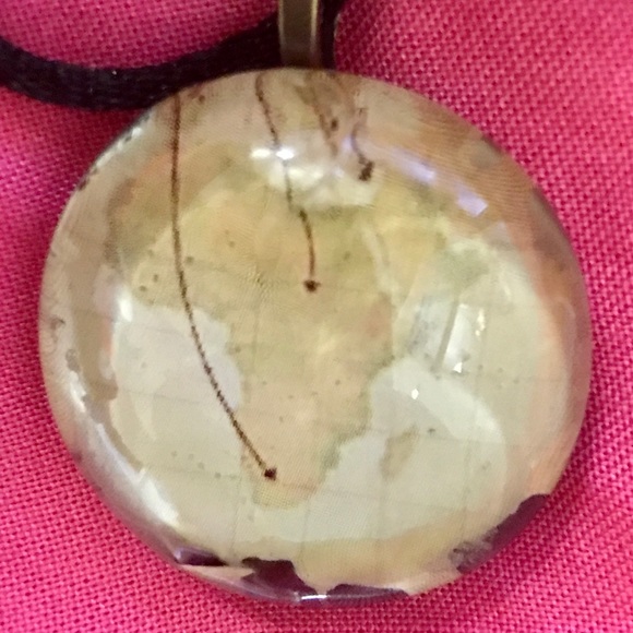 Map Design One of a Kind Marvel Glass Handmade Necklace
